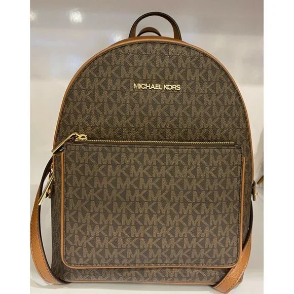 Michael Kors Adina signature backpack brown NWT Michael Kors Adina Backpack Brown MK Signature School Bag  main image 2